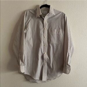 YSL Yves Saint Laurent men's White
and brown striped button-down dress shirt